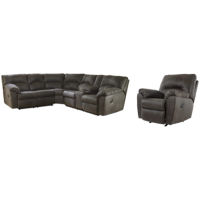 Signature Design by Ashley Tambo 2-Piece Sectional with Recliner-Pewter