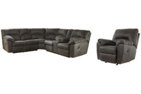 Signature Design by Ashley Tambo 2-Piece Sectional with Recliner-Pewter