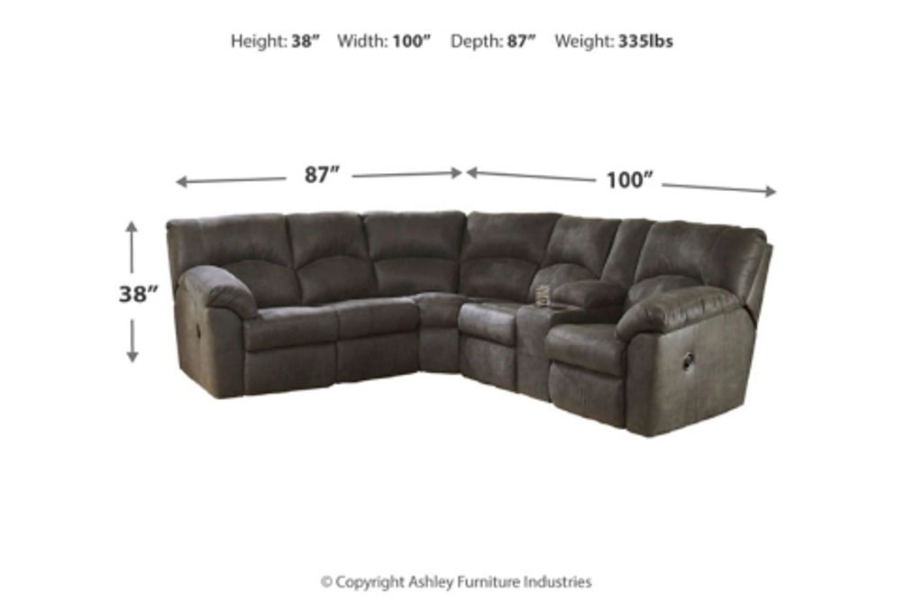 Signature Design by Ashley Tambo 2-Piece Sectional with Recliner-Pewter