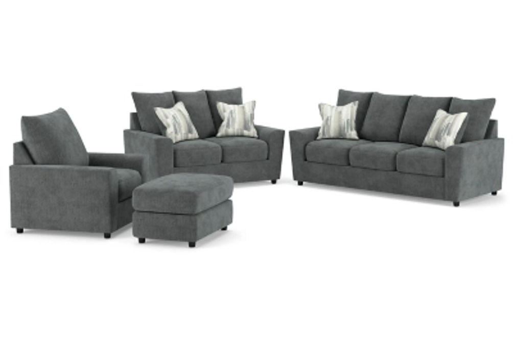 Signature Design by Ashley Stairatt Sofa, Loveseat, Chair and Ottoman-Gravel