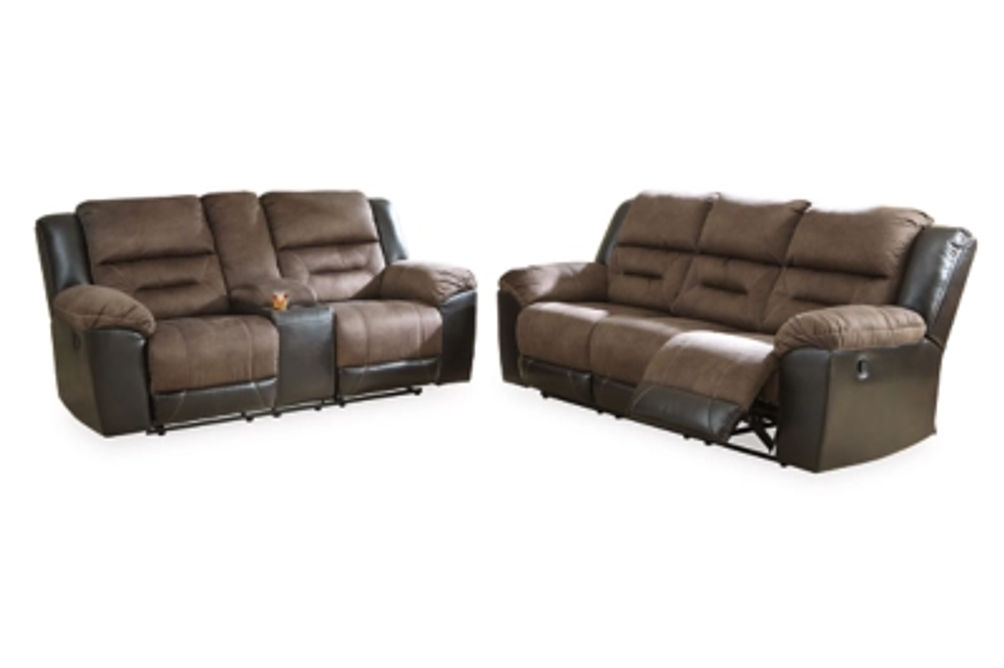 Signature Design by Ashley Earhart Reclining Sofa and Loveseat-Chestnut