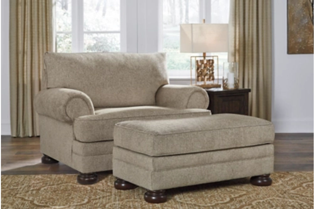 Signature Design by Ashley Kananwood Chair and Ottoman-Oatmeal