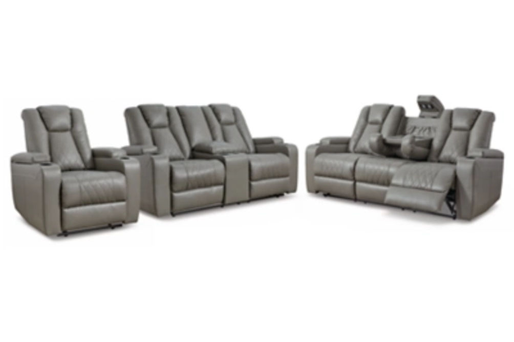 Signature Design by Ashley Mancin Reclining Sofa, Loveseat and Recliner-Gray