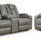 Signature Design by Ashley Mancin Reclining Sofa, Loveseat and Recliner-Gray