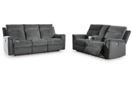 Signature Design by Ashley Barnsana Power Reclining Sofa and Loveseat-Gravel