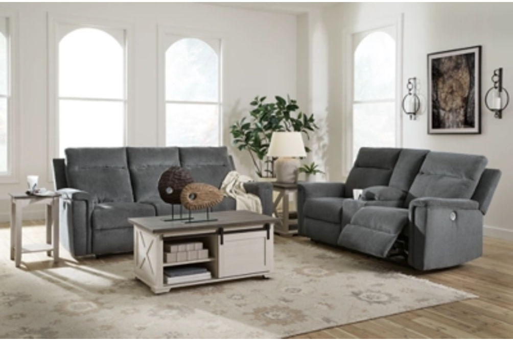 Signature Design by Ashley Barnsana Power Reclining Sofa and Loveseat-Gravel