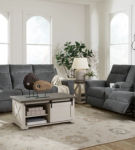 Signature Design by Ashley Barnsana Power Reclining Sofa and Loveseat-Gravel