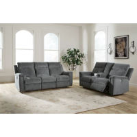 Signature Design by Ashley Barnsana Power Reclining Sofa and Loveseat-Gravel