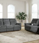 Signature Design by Ashley Barnsana Power Reclining Sofa and Loveseat-Gravel