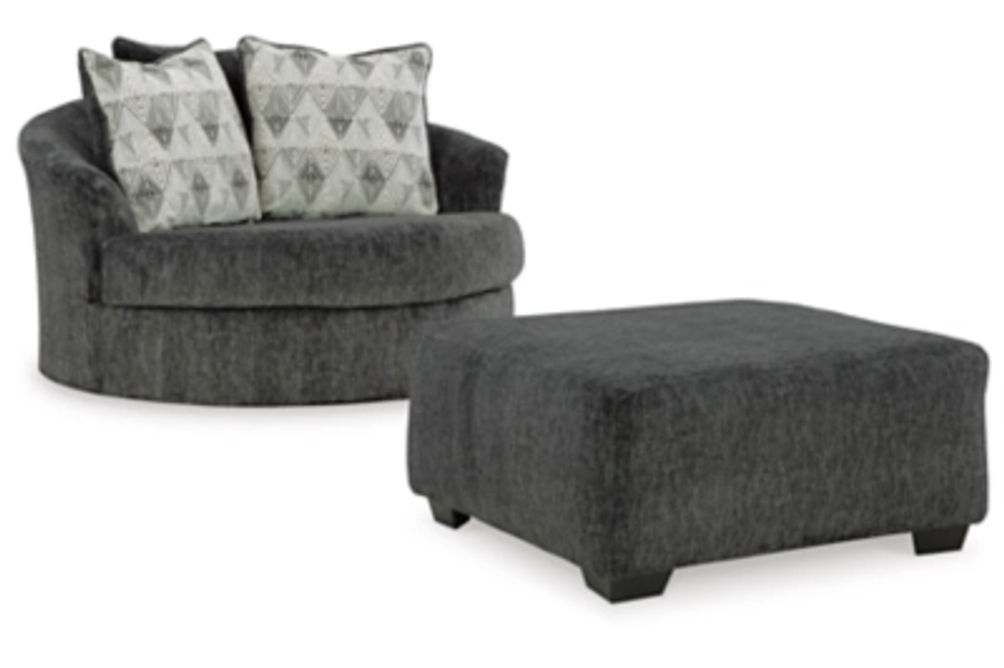 Signature Design by Ashley Biddeford Oversized Swivel Chair and Ottoman-Shadow