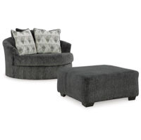 Signature Design by Ashley Biddeford Oversized Swivel Chair and Ottoman-Shadow