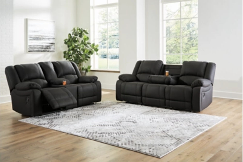 Signature Design by Ashley Cordelian Reclining Sofa and Loveseat-Black