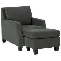 Signature Design by Ashley Bayonne Chair and Ottoman-Charcoal