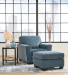 Signature Design by Ashley Cashton Chair and Ottoman-Blue