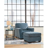 Signature Design by Ashley Cashton Chair and Ottoman-Blue