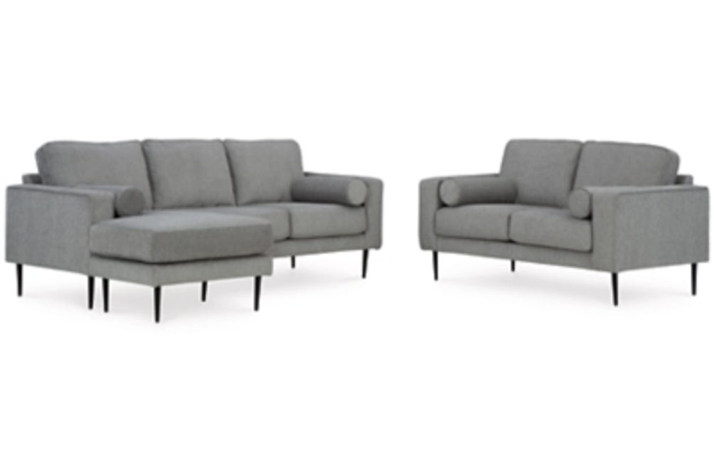 Signature Design by Ashley Hazela Sofa Chaise and Loveseat-Charcoal