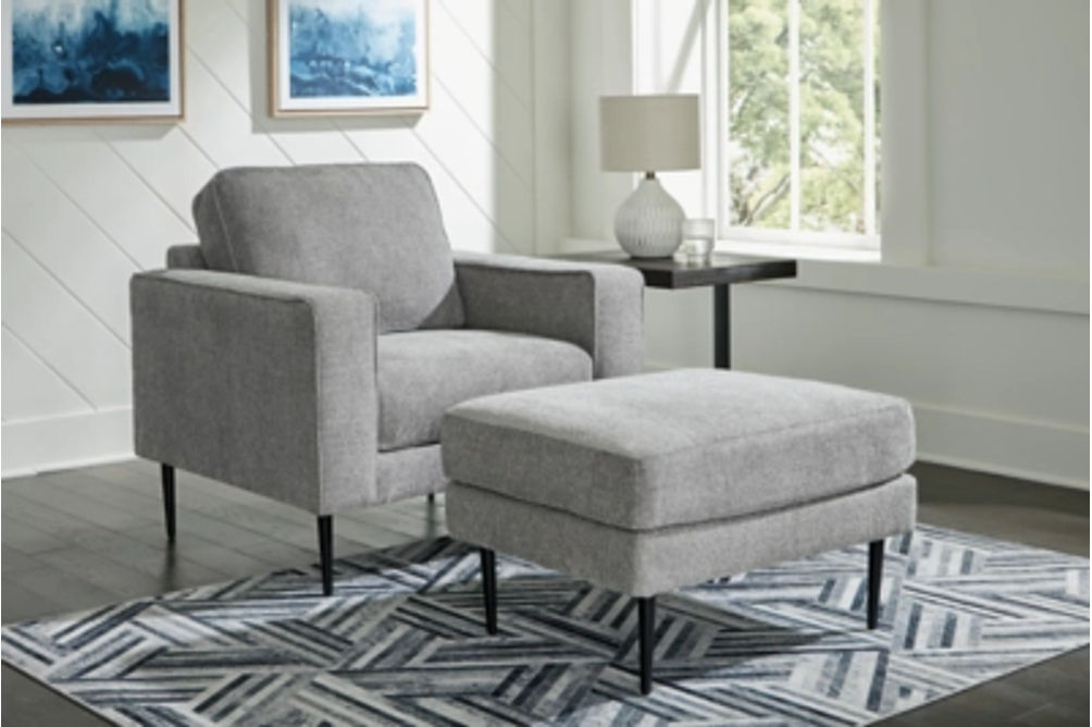 Signature Design by Ashley Hazela Chair and Ottoman-Charcoal