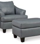 Signature Design by Ashley Genoa Oversized Chair and Ottoman-Steel