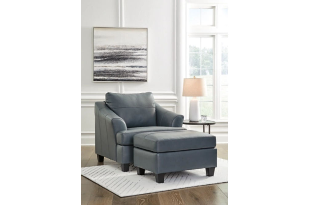 Signature Design by Ashley Genoa Oversized Chair and Ottoman-Steel