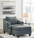 Signature Design by Ashley Genoa Oversized Chair and Ottoman-Steel
