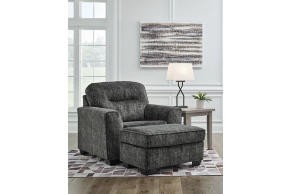 Signature Design by Ashley Lonoke Oversized Chair and Ottoman-Gunmetal