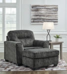 Signature Design by Ashley Lonoke Oversized Chair and Ottoman-Gunmetal