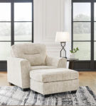 Signature Design by Ashley Lonoke Oversized Chair and Ottoman-Parchment