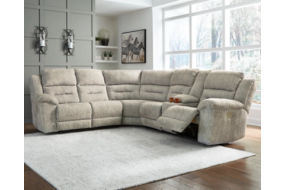 Signature Design by Ashley Family Den 3-Piece Power Reclining Sectional-Pewter