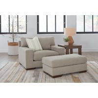 Signature Design by Ashley Maggie Oversized Chair and Ottoman-Flax