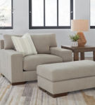 Signature Design by Ashley Maggie Oversized Chair and Ottoman-Flax