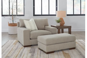 Signature Design by Ashley Maggie Oversized Chair and Ottoman-Flax