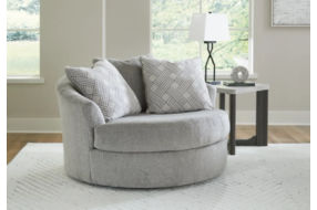 Signature Design by Ashley Casselbury Oversized Swivel Accent Chair-Cement