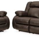 Signature Design by Ashley Denoron Power Reclining Sofa and Loveseat-Chocolate