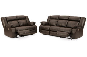 Signature Design by Ashley Denoron Power Reclining Sofa and Loveseat-Chocolate