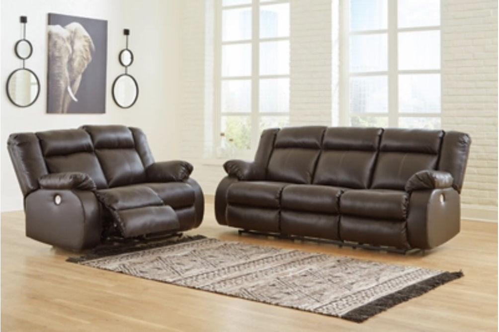 Signature Design by Ashley Denoron Power Reclining Sofa and Loveseat-Chocolate