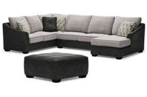 Signature Design by Ashley Bilgray 3-Piece Sectional with Ottoman-Pewter