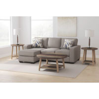 Greaves Sofa Chaise, 3-Piece Occasional Table Set and Set of Lamps-Stone