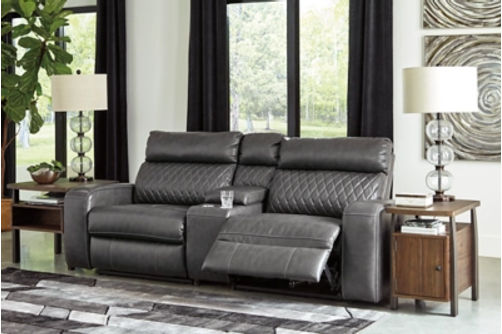 Samperstone 3-Piece Power Reclining Sectional Loveseat-Gray