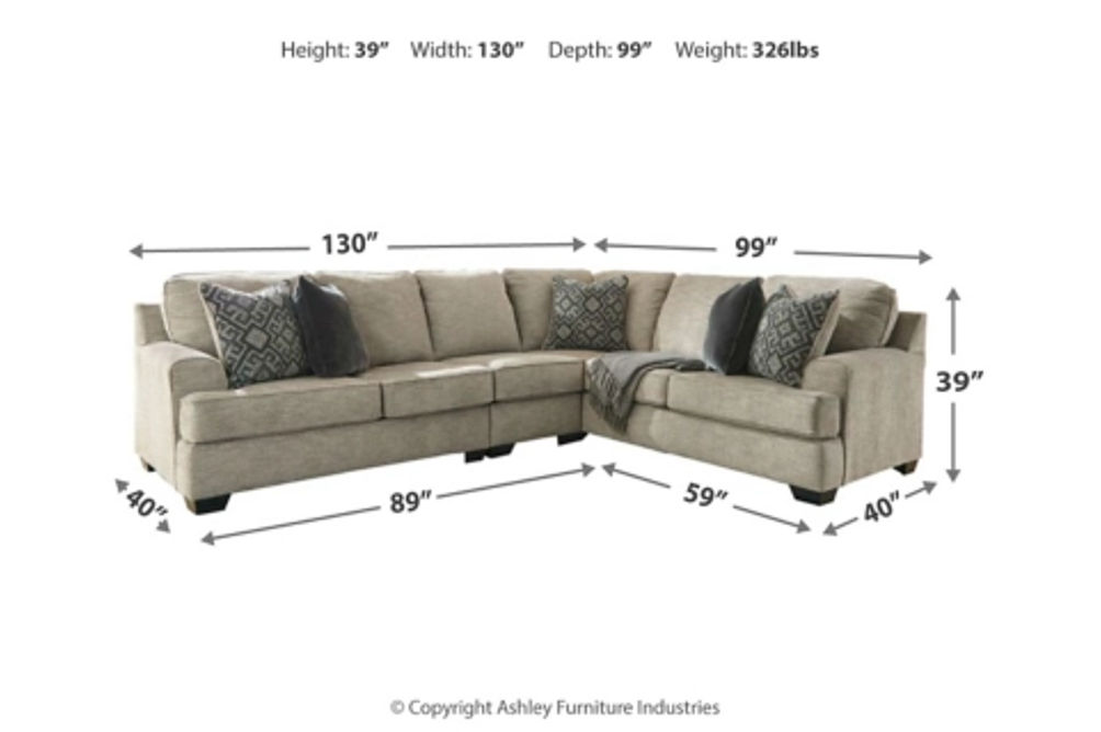 Signature Design by Ashley Bovarian 3-Piece Sectional with Ottoman-Stone