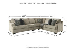 Signature Design by Ashley Bovarian 3-Piece Sectional with Ottoman-Stone