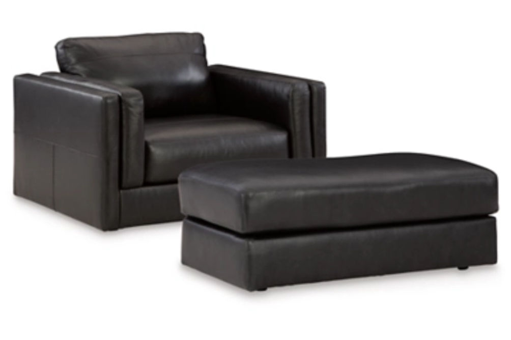 Signature Design by Ashley Amiata Oversized Chair and Ottoman-Onyx