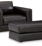 Signature Design by Ashley Amiata Oversized Chair and Ottoman-Onyx