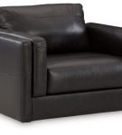 Signature Design by Ashley Amiata Oversized Chair and Ottoman-Onyx