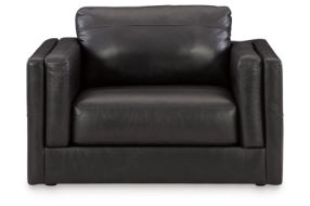 Signature Design by Ashley Amiata Oversized Chair and Ottoman-Onyx