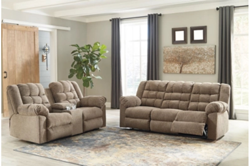 Signature Design by Ashley Workhorse Reclining Sofa and Loveseat-Cocoa