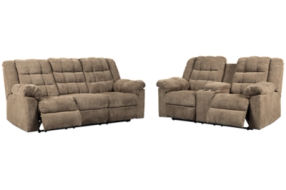 Signature Design by Ashley Workhorse Reclining Sofa and Loveseat-Cocoa