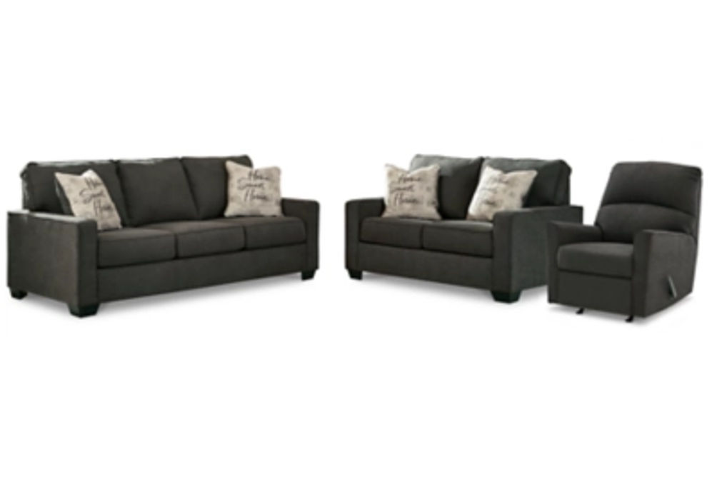 Signature Design by Ashley Lucina Sofa, Loveseat and Recliner-Charcoal