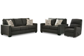 Signature Design by Ashley Lucina Sofa, Loveseat and Recliner-Charcoal