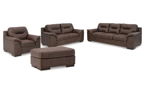 Signature Design by Ashley Maderla Sofa, Loveseat, Chair and Ottoman-Walnut