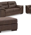 Signature Design by Ashley Maderla Sofa, Loveseat, Chair and Ottoman-Walnut